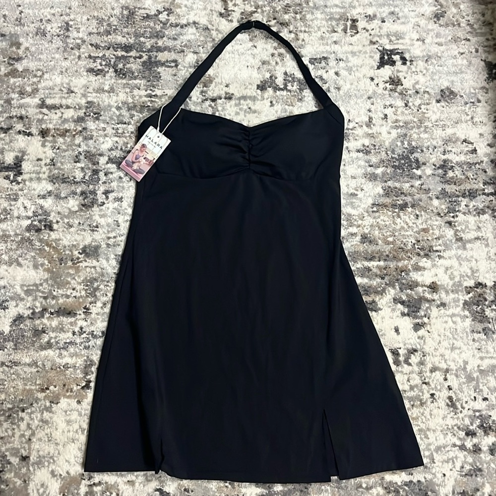Halara Softlyzero Plush Halter Ruched Backless Split Hem Mini Active‎ Dress NWT - Picture 4 of 16